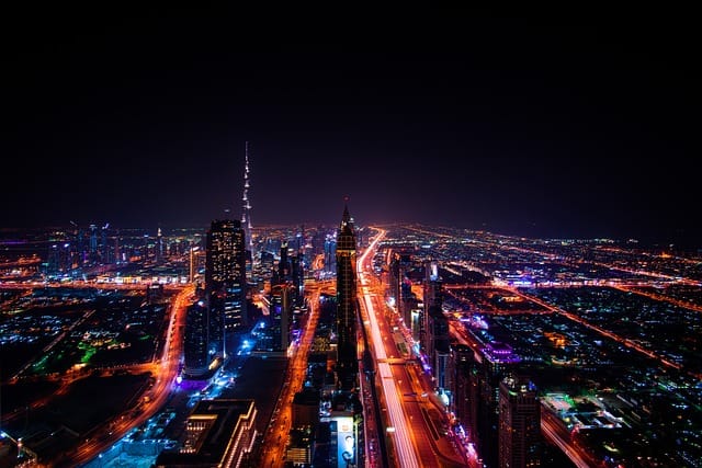 Arabische Emirate Dubai Urlaub bei Nacht